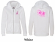 Ladies Hoodie Pink Ribbon Peace Love Hope Front & Back Print Full Zip Hoody