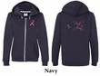 Ladies Hoodie Pink Ribbon Pink For My Aunt Front & Back Full Zip Hoody
