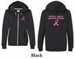 Ladies Hoodie Pink Ribbon Real Men Front & Back Print Full Zip Hoody
