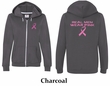 Ladies Hoodie Pink Ribbon Real Men Front & Back Print Full Zip Hoody