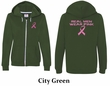 Ladies Hoodie Pink Ribbon Real Men Front & Back Print Full Zip Hoody