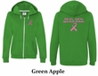 Ladies Hoodie Pink Ribbon Real Men Front & Back Print Full Zip Hoody