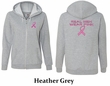 Ladies Hoodie Pink Ribbon Real Men Front & Back Print Full Zip Hoody