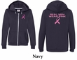 Ladies Hoodie Pink Ribbon Real Men Front & Back Print Full Zip Hoody