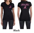 Ladies Shirt Pink Ribbon Real Men Front & Back Print V-neck Tee T-Shirt