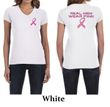 Ladies Shirt Pink Ribbon Real Men Front & Back Print V-neck Tee T-Shirt