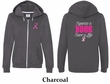 Ladies Hoodie Pink Ribbon Save a Life Front & Back Full Zip Hoody
