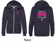 Ladies Hoodie Pink Ribbon Save a Life Front & Back Full Zip Hoody