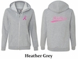 Ladies Hoodie Pink Ribbon Save the Boobies Front & Back Full Zip Hoody