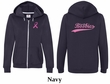 Ladies Hoodie Pink Ribbon Save the Boobies Front & Back Full Zip Hoody