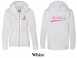 Ladies Hoodie Pink Ribbon Save the Boobies Front & Back Full Zip Hoody