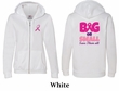 Ladies Hoodie Pink Ribbon Save Them All Front & Back Full Zip Hoody