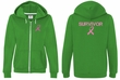 Ladies Hoodie Pink Ribbon Survivor Front & Back Print Full Zip Hoody