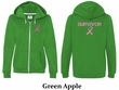 Ladies Hoodie Pink Ribbon Survivor Front & Back Print Full Zip Hoody