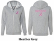 Ladies Hoodie Pink Ribbon Survivor Front & Back Print Full Zip Hoody