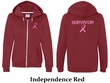 Ladies Hoodie Pink Ribbon Survivor Front & Back Print Full Zip Hoody