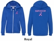 Ladies Hoodie Pink Ribbon Survivor Front & Back Print Full Zip Hoody
