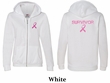 Ladies Hoodie Pink Ribbon Survivor Front & Back Print Full Zip Hoody