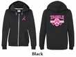 Ladies Hoodie Pink Ribbon Tackle Cancer Front & Back Full Zip Hoody