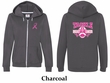 Ladies Hoodie Pink Ribbon Tackle Cancer Front & Back Full Zip Hoody
