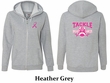Ladies Hoodie Pink Ribbon Tackle Cancer Front & Back Full Zip Hoody