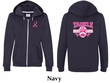Ladies Hoodie Pink Ribbon Tackle Cancer Front & Back Full Zip Hoody