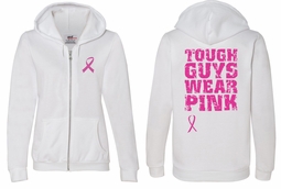 Ladies Hoodie Pink Ribbon Tough Guys Front & Back Print Full Zip Hoody Ladies Hoodie Pink Ribbon Tough Guys Front & Back Print Full Zip Hoody