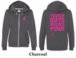 Ladies Hoodie Pink Ribbon Tough Guys Front & Back Print Full Zip Hoody