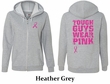 Ladies Hoodie Pink Ribbon Tough Guys Front & Back Print Full Zip Hoody