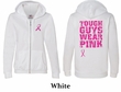 Ladies Hoodie Pink Ribbon Tough Guys Front & Back Print Full Zip Hoody