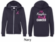 Ladies Hoodie Pink Ribbon Tougher Front & Back Full Zip Hoody
