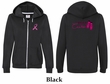 Ladies Hoodie Pink Ribbon Walkin For Cure Front & Back Full Zip Hoody