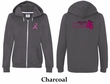 Ladies Hoodie Pink Ribbon Walkin For Cure Front & Back Full Zip Hoody