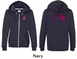 Ladies Hoodie Pink Ribbon Walkin For Cure Front & Back Full Zip Hoody