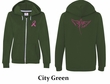 Ladies Hoodie Pink Ribbon Wings Front & Back Print Full Zip Hoody