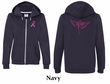 Ladies Hoodie Pink Ribbon Wings Front & Back Print Full Zip Hoody