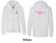 Ladies Hoodie Pink Ribbon Wings Front & Back Print Full Zip Hoody