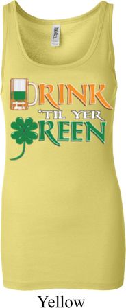 Ladies Irish Tanktop Drink Til Yer Green Longer Length Tank Top