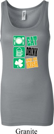 Ladies Irish Tanktop Eat Drink Be Irish Longer Length Tank Top