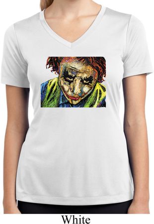 Ladies Joker Face Moisture Wicking V-neck Shirt