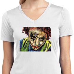 Ladies Joker Face Moisture Wicking V-neck Shirt