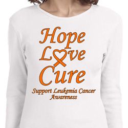 Ladies Leukemia Cancer Awareness Hope Love Cure Long Sleeve