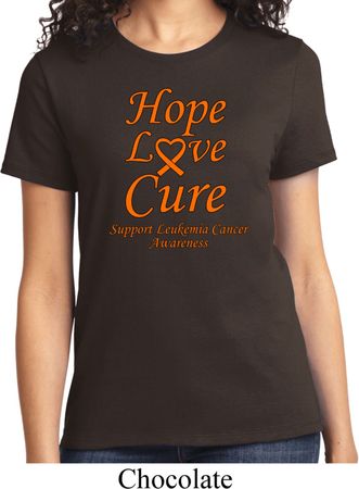 Ladies Leukemia Cancer Awareness Hope Love Cure T-shirt