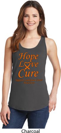 Ladies Leukemia Cancer Awareness Hope Love Cure Tank Top
