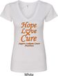 Ladies Leukemia Cancer Awareness Hope Love Cure V-Neck