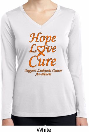 Ladies Leukemia Cancer Hope Love Cure Dry Wicking Long Sleeve