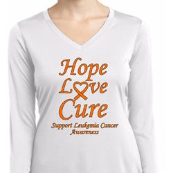 Ladies Leukemia Cancer Hope Love Cure Dry Wicking Long Sleeve