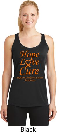 Ladies Leukemia Cancer Hope Love Cure Dry Wicking Racerback