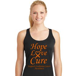 Ladies Leukemia Cancer Hope Love Cure Dry Wicking Racerback