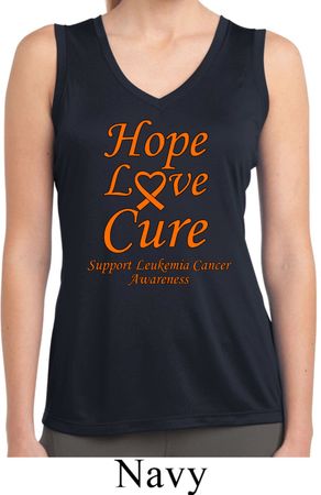 Ladies Leukemia Cancer Hope Love Cure Dry Wicking Sleeveless Shirt